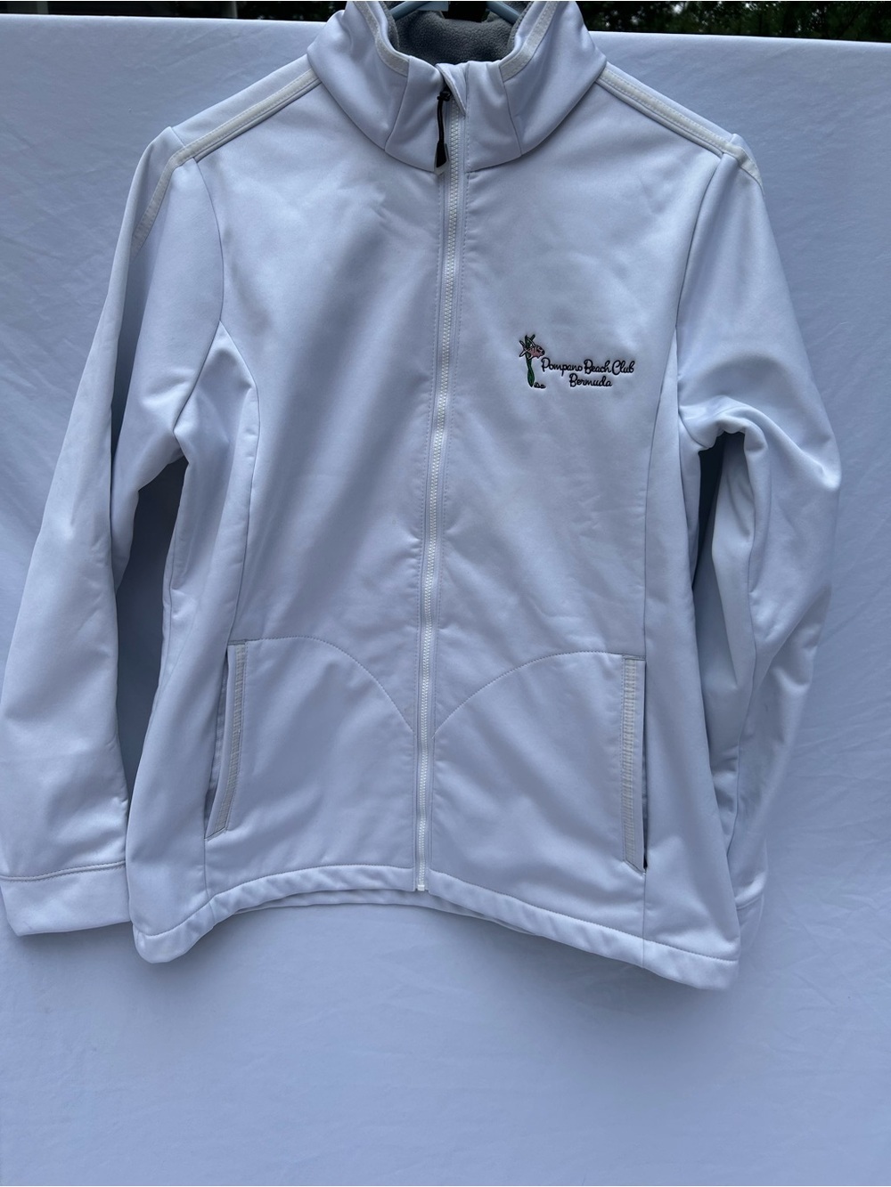 Antigua White Full-Zip Utility Jacket with Embroidered Logo